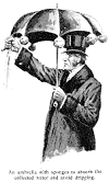 An umbrella with sponges to absorb the collected water and avoid dripping.